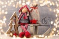 Christmas greeting card. Noel gnome background. Christmas symbol Royalty Free Stock Photo