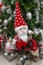 Christmas greeting card. Noel gnome background. symbol. Royalty Free Stock Photo