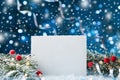 Christmas greeting card with paper blank for text. Holiday mockup.