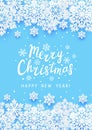 Christmas greeting card with paper snowflakes on blue background for Your holiday design Royalty Free Stock Photo