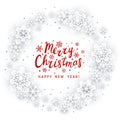 Christmas greeting card with paper snowflakes round frame on white background for Your holiday design Royalty Free Stock Photo