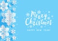 Christmas greeting card with paper snowflakes and stars on red background for Your holiday design Royalty Free Stock Photo