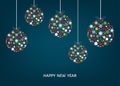 Christmas greeting card with patterned Xmas balls. Royalty Free Stock Photo