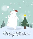 Christmas Greeting Card.Polar bear.