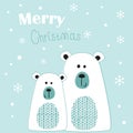 Christmas greeting card with polar bears Royalty Free Stock Photo
