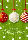 Christmas greeting card with red Xmas balls Royalty Free Stock Photo