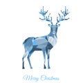 Christmas greeting card with reindeer isolated on white backg