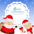 Christmas greeting card with Santa Claus and a