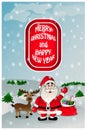 Christmas greeting card with santa