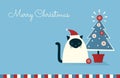 Siamese cat potted christmas tree Royalty Free Stock Photo