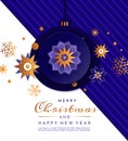 Merry Christmas and Happy New Year greeting card. Royalty Free Stock Photo