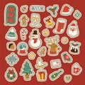 Christmas greeting card stickers symbols