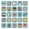 Christmas greeting card stickers symbols vector winter celebration design