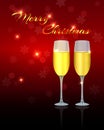 Christmas greeting card template with two glasses of wine Royalty Free Stock Photo