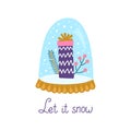 Christmas greeting card template vector snow ball