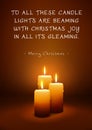 Christmas Greeting Card with Three Candles and Poem Royalty Free Stock Photo