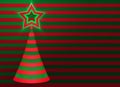 Christmas Greeting card with Christmas tree and star on the top. Royalty Free Stock Photo