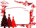Christmas greeting card with trees and shooting star