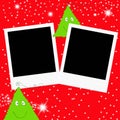 Christmas greeting card two photo frames Royalty Free Stock Photo