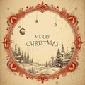 Christmas greeting card with vintage frame on old paper background Royalty Free Stock Photo