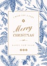 Christmas greeting card in vintage style.