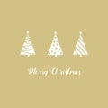 Christmas greeting card white triangle graphic abstract fir trees, star, baubles, snow flakes, lettering, craft paper