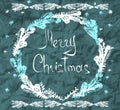 Christmas greeting card. Wreath. Holiday background. Hand drawn