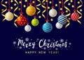 Christmas greeting card with Xmas balls Royalty Free Stock Photo