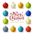 Christmas greeting card with Xmas balls Royalty Free Stock Photo