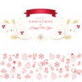 Christmas greeting card Xmas icons and symbols Royalty Free Stock Photo