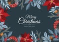 Christmas greeting cards with christmas florals and winter objects