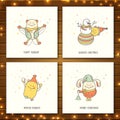 Christmas greeting cards with funny monsters