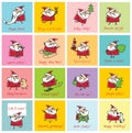 Christmas greeting cards with Santa Clauses