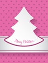 Christmas greeting with christmastree and hearts background