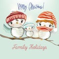 Christmas greeting illustration with vector cute birds. Royalty Free Stock Photo