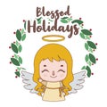 Christmas greeting with a joyful little angel