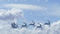 Christmas greeting with Santa Claus in a sleigh with the reindeer flying Royalty Free Stock Photo