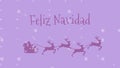 Christmas greeting with Santa Claus in a sleigh with the reindeer with the text Merry Christmas in Spanish Royalty Free Stock Photo