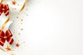 Christmas greetings banner with swirl ribbons and stars on white colour background. Copy space Royalty Free Stock Photo
