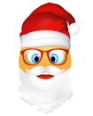 Emoji emoticon cute Santa Claus with mustache beard and glasses. 3d illustration. Funny emoticon. Merry Christmas and happy new ye