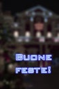 Christmas greetings in Italian. Buone feste meaning wishes for good holidays Royalty Free Stock Photo