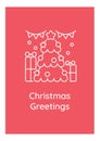 Christmas greetings postcard with linear glyph icon Royalty Free Stock Photo