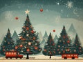 Christmas Greetings - A Train With A Decorated Tree