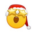 Christmas grinning face with starry eyes Large size of yellow emoji smile