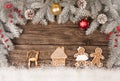 Christmas grunge wooden background with snow fir tree. View with copy space Royalty Free Stock Photo