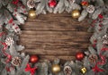 Christmas grunge wooden background with snow fir tree. View with copy space Royalty Free Stock Photo