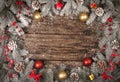 Christmas grunge wooden background with snow fir tree. View with copy space Royalty Free Stock Photo