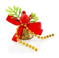 Christmas hand bell with red bow Royalty Free Stock Photo