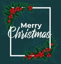 Christmas hand draw banner with ilex in scetch style Royalty Free Stock Photo