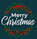 Christmas hand draw banner with ilex in scetch style Royalty Free Stock Photo